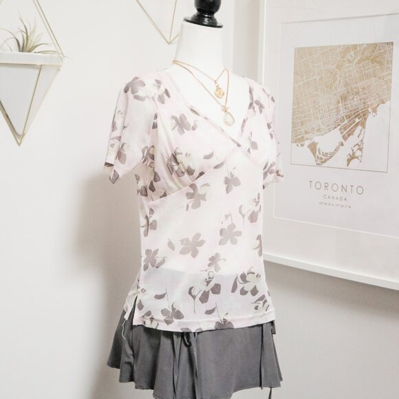 Sheer Pink Babydoll Floral Tee 💐 JAPANESE BRAND - Picture 4 of 8